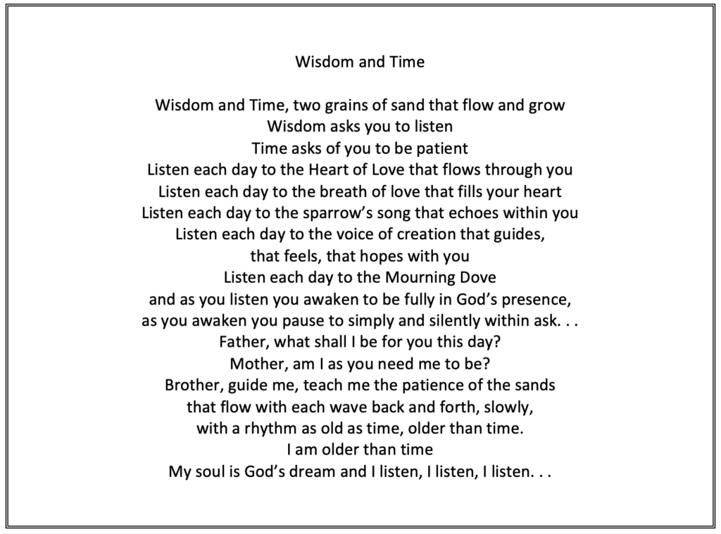 Wisdom Time TIME ASKS US TO BE PATIENT - Spiritus Christi Church
